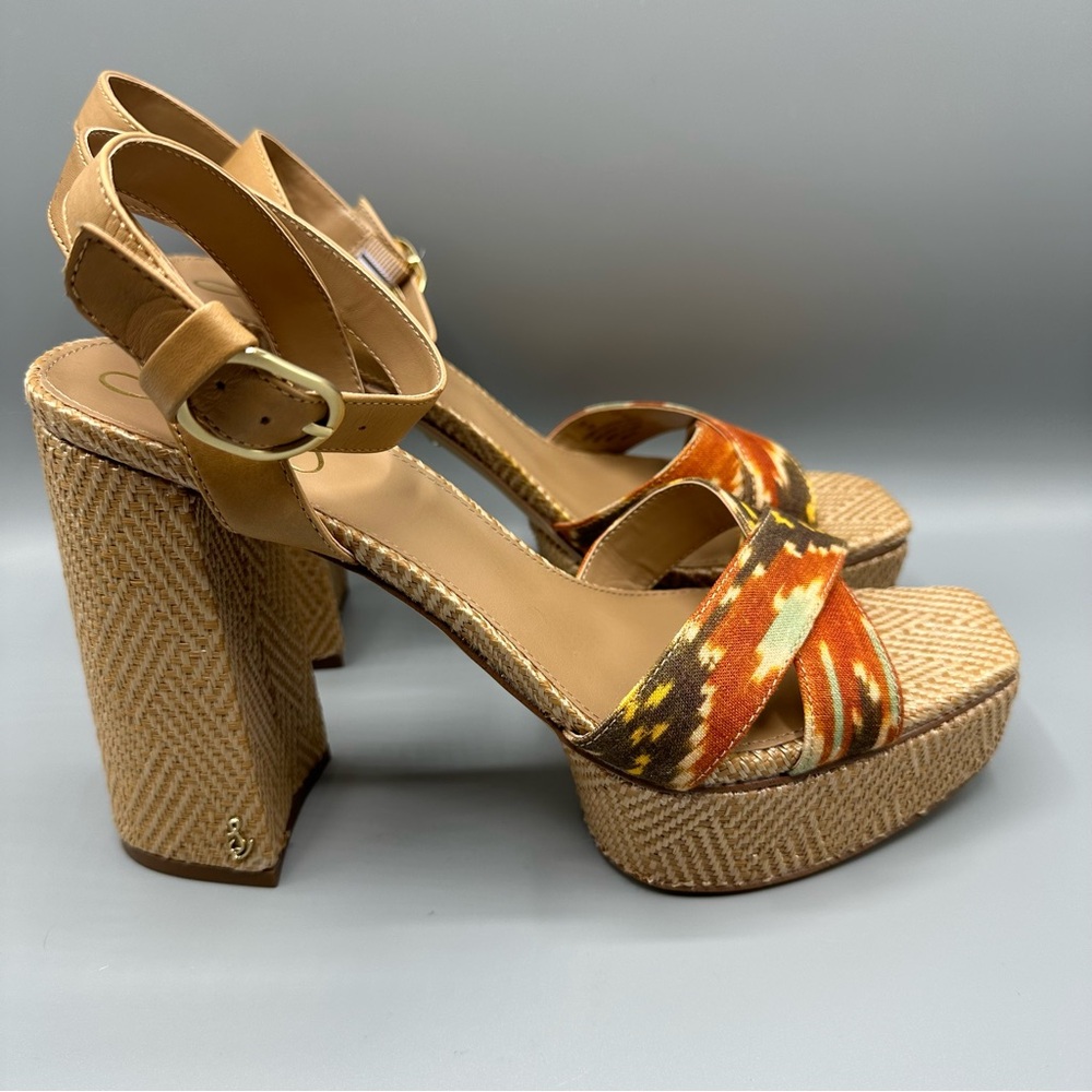 Sam Edelman Nolita Heeled Sandal Shoes Women’s Size 10 Orange Brown - Picture 4 of 16